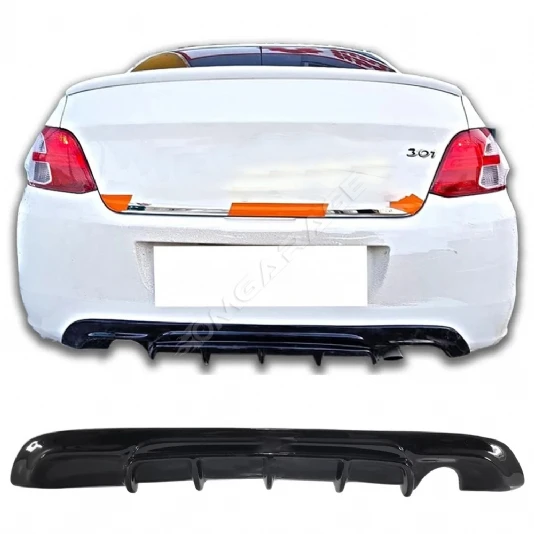 Peugeot 301 Difüzör Difizör Plastik Parlak Siyah 2017 2018 2019 2020 2021 2022 Arka-difizör-bodykit-ek