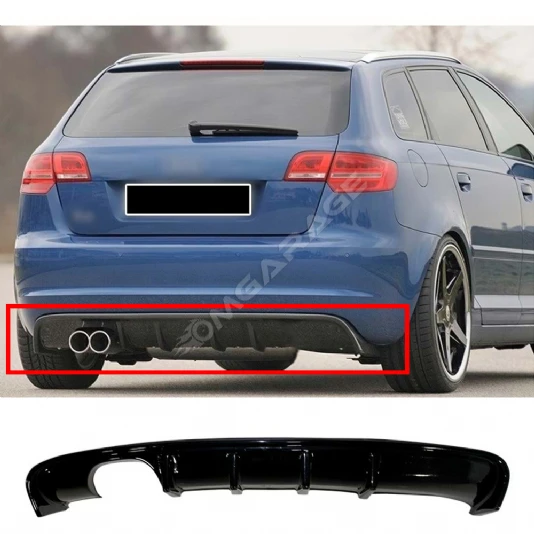 Audi A3 8P FL S3 Difüzör 4 Kapı Uyumlu Parlak Siyah Plastik 2008-2012 Arka-bodykit-ek-karlık