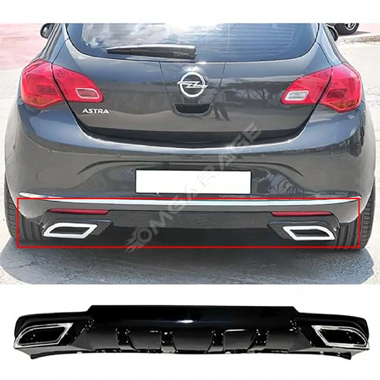 Opel Astra J HB Sport Difüzör Difizör Plastik Parlak Siyah 2012 2013 2014 2015 Arka-difizör-bodykit-ek