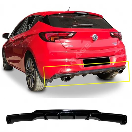 Opel Astra K Rieger Difüzör Difizör Plastik Parlak Siyah Çıkışsız 2015-2021 Arka-bodykit-ek-karlık