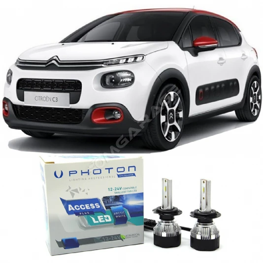 Citroen C3 Led Xenon Kısa Far Ampulü H7 Access Yeni Seri Beyaz 2016+