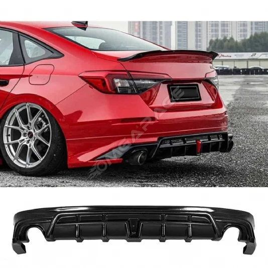 Honda Civic FE Arka Ek Plastik Siyah Difüzör 2022 2023 2024 2025 Arka-bodykit-ek-karlık
