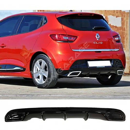 Renault Clio 4 Difüzör Parlak Siyah Egzoz Görünüm 2012 2013 2014 2015 2016 Arka-difizör-bodykit-ek
