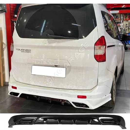 Ford Tourneo Courier Egzoz Görünümlü Arka Ek Plastik Siyah Difüzör Arka-bodykit-ek-karlık