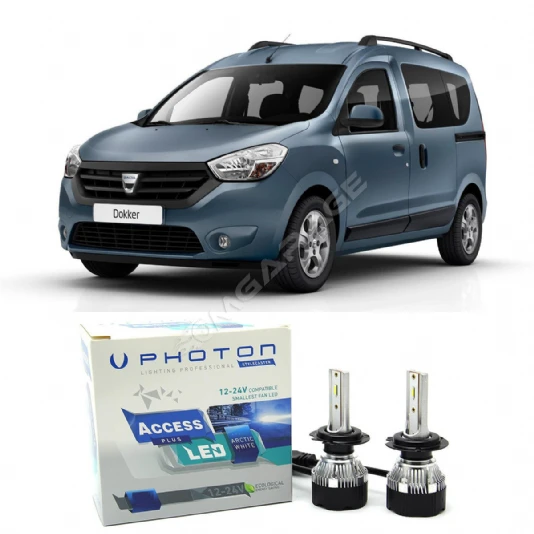 Dacia Dokker Uzun Led Xenon Kısa Far Ampulü H4 Access Yeni Seri Beyaz