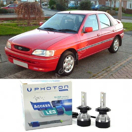 Ford Escort Led Xenon Uzun + Kısa Far Ampulü H4 Access Yeni Seri Beyaz 1990-2000