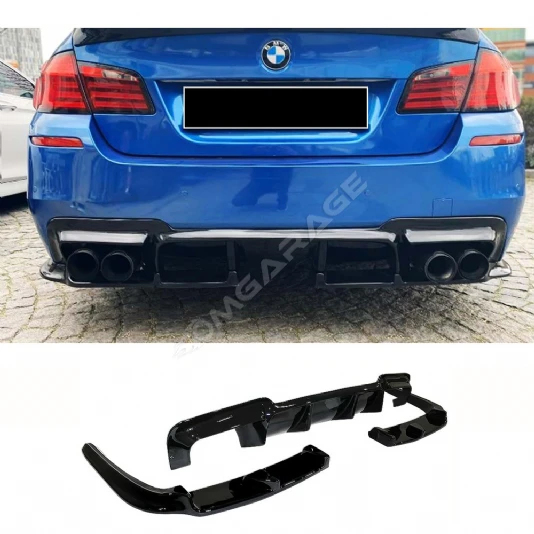 Bmw F10 Vorstainer Difüzör + Difüzör Kulakları Parlak Siyah 2010 - 2017 Arka-difizör-bodykit-ek