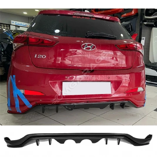 Hyundai i20 R20 Arka Ek Difüzör Difizör Plastik Parlak Siyah 2014 2015 2016 2017 Arka-difizör-bodykit-ek