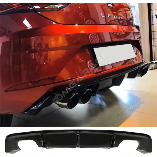 Seat Leon Mk3.5 Custom Difüzör ParlakSiyah Sağ Sol Çift 2017-2020 Arka-bodykit-ek-karlık