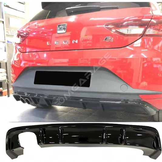 Seat Leon Mk3 FR Difüzör Difizör Plastik Parlak Siyah Sol Çift 2012-2016 Arka-bodykit-ek-karlık