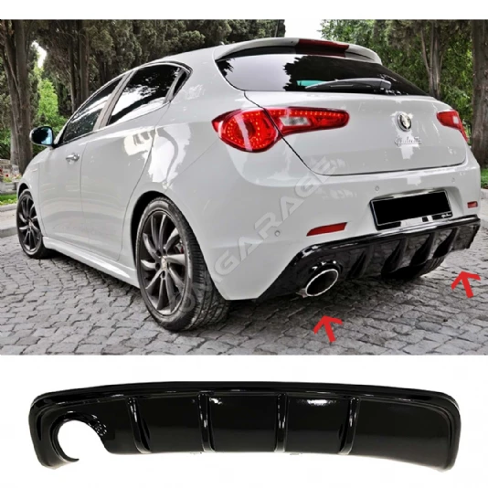 Alfa Romeo Guilietta Difüzör Difizör Plastik Parlak Siyah Sol Çift Çıkış Arka-bodykit-ek-karlık
