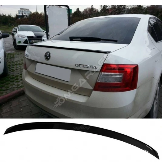 Skoda Octavia Mk3 Bagaj Üstü İthal Spoiler Parlak Siyah Plastik Spoyler 2013+