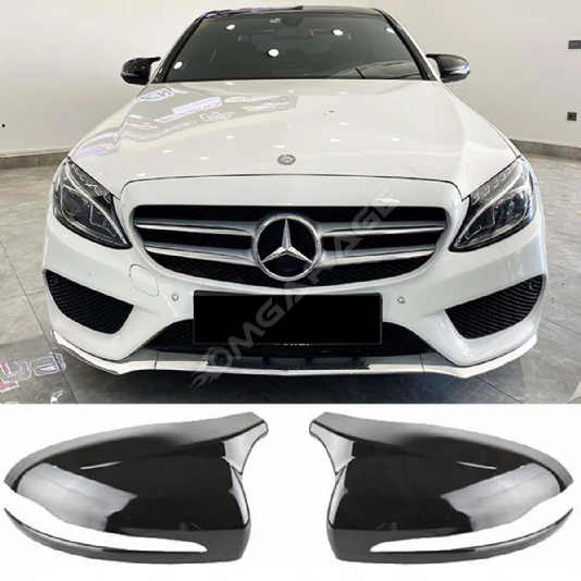 Mercedes C W205 Batman Yarasa Ayna Kapağı Parlak Siyah ABS 2015 2016 2017 2018 2019