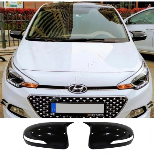 Hyundai i20 Sinyalli Batman Yarasa Ayna Kapağı Parlak Siyah ABS 2014-2020