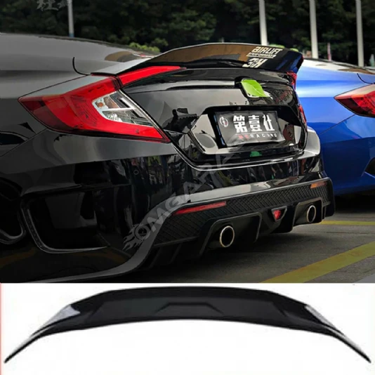 Honda Civic Fc5 JDM Bagaj Üstü İthal Spoiler Parlak Siyah Plastik Spoyler 2016+