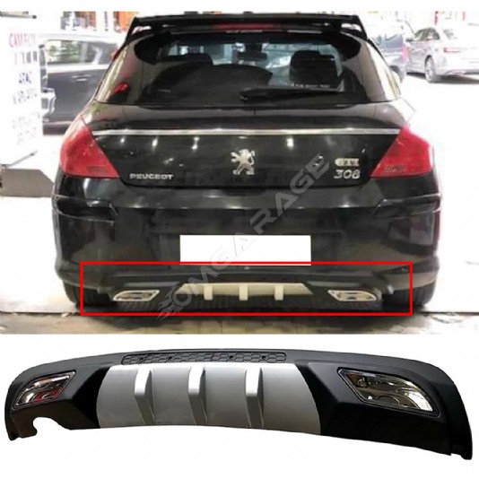 Peugeot 308 Difüzör Difizör Gri + Kare Egzoz Görünüm C Tip 2008 - 2011