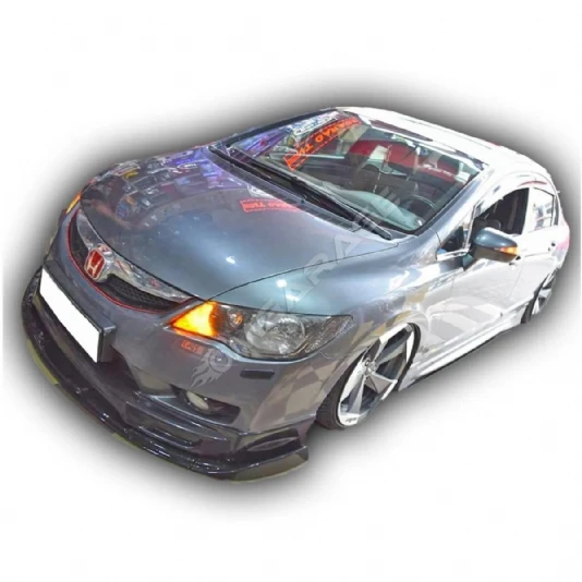 Honda Civic Fd6 RR 3 Parça Ön Lip Parlak Siyah Plastik