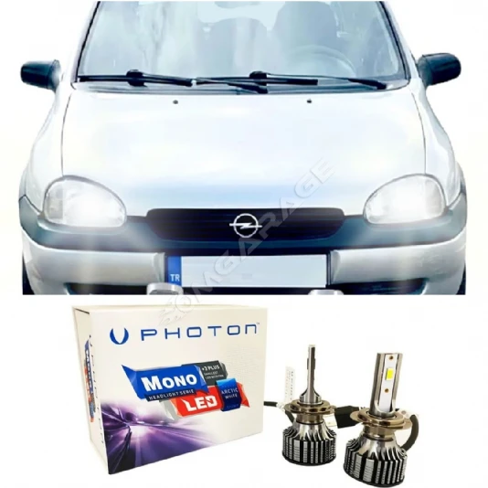 Opel Corsa B Led Xenon Uzun + Kısa Far Ampulü H4 Mono Yeni Seri Beyaz 1993-2000 Uyumlu