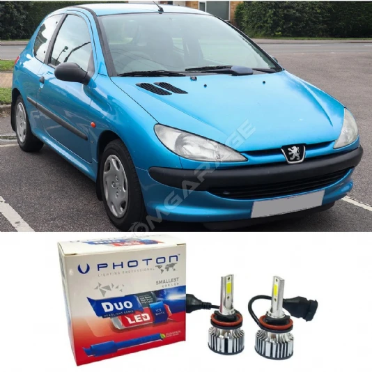 Peugeot 206 Led Xenon  Uzun + Kısa Far Ampulü H4 Duo Yeni Seri Beyaz 1998-2003