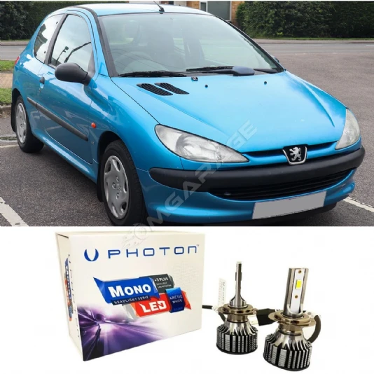 Peugeot 206 Led Xenon Uzun + Kısa Far Ampulü H4 Mono Yeni Seri Beyaz 1998-2003