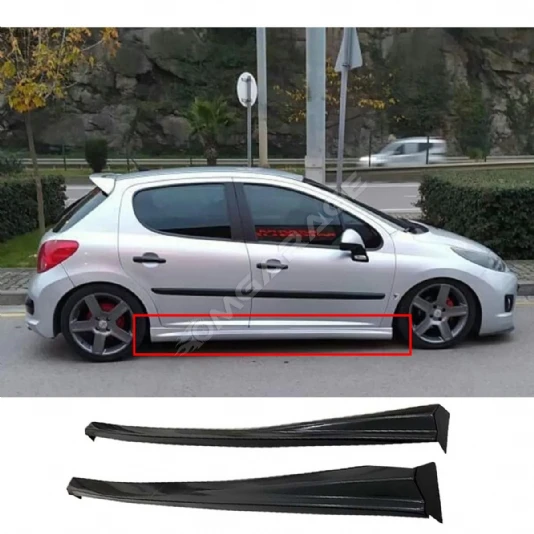 Peugeot 207 Yan Marşpiyel Seti Mat Siyah Plastik 2 Adet