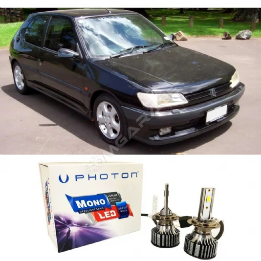 Peugeot 306 Led Xenon Uzun + Kısa Far Ampulü H4 Mono Yeni Seri Beyaz 1993-1996