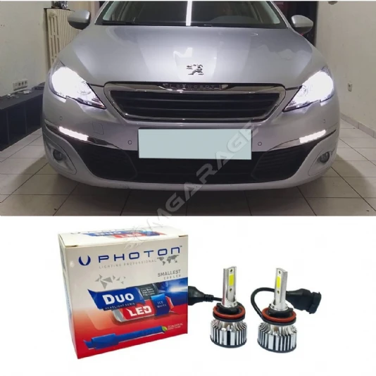 Peugeot 308 Led Xenon Uzun Far Ampulü H1 Duo Yeni Seri Beyaz