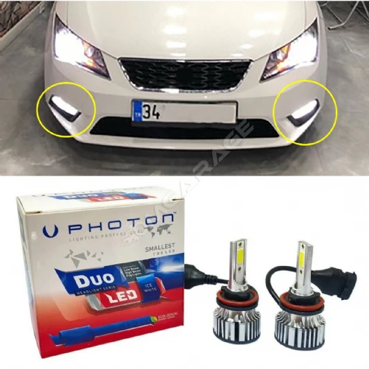 Seat Leon Mk3 Sis Far Ampulü Beyaz Led Xenon H8 Duo Yeni Seri Beyaz