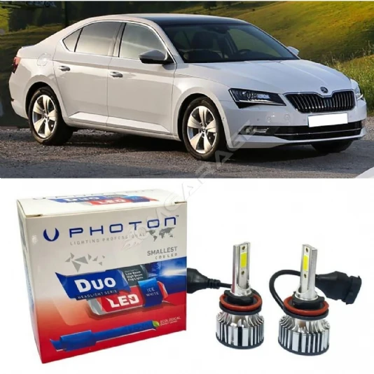 Skoda Superb 3 Led Xenon Sis Farı Ampulü H8 Duo Yeni Seri Beyaz 2015+