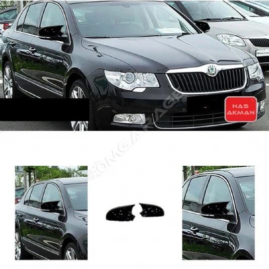 Skoda Superb B6 Batman Yarasa Ayna Kapağı Piano Black 2008 2009 2010 2011 Uyumlu