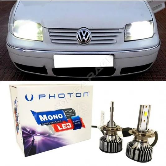 Vw Bora Led Xenon Uzun + Kısa Far Ampulü H4 Mono Yeni Seri Beyaz