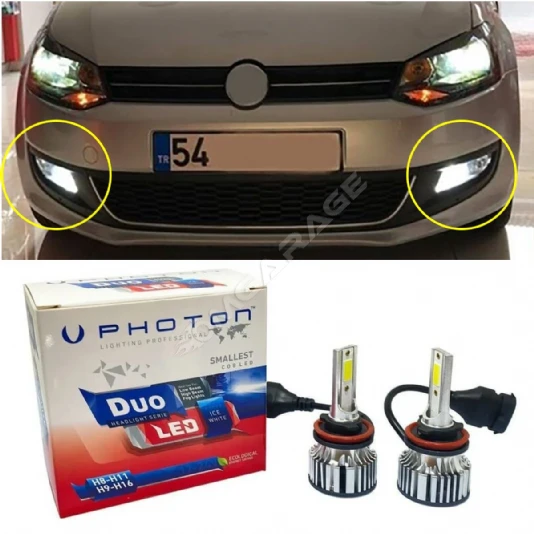 Vw Polo Mk5 Led Xenon Sis Farı Ampulü H8 Duo Yeni Seri Beyaz 2009-2017 Uyumlu