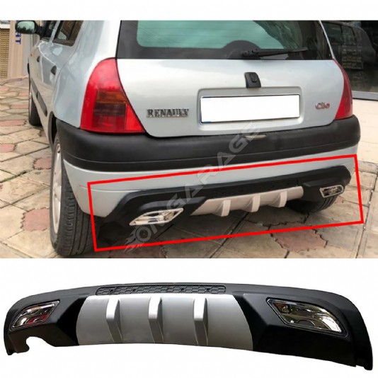 Renault Clio Mk2 Difüzör Difizör Gri + Kare Egzoz Görünüm C Tip 1998-2005