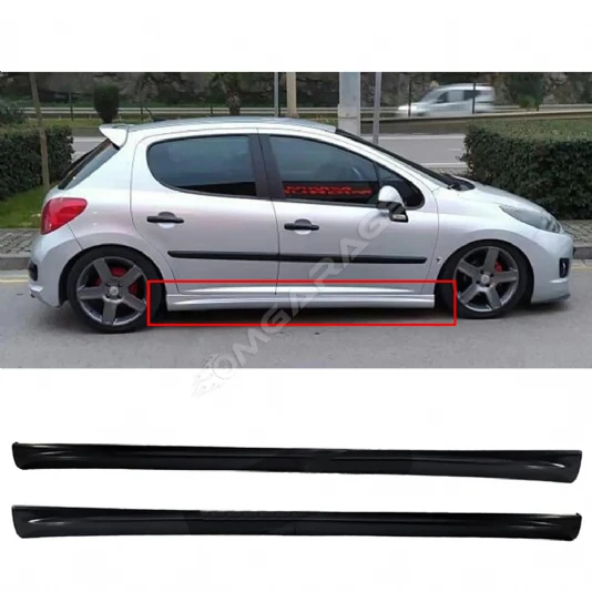 Peugeot 207 Yan Marşpiyel Seti Mat Siyah Plastik 2 Adet