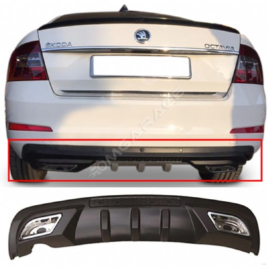 Skoda Octavia Difüzör Difizör Siyah + Kare Egzoz Görünüm C Tip