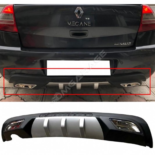 Renault Megane 2 Difüzör Difizör Gri + Kare Egzoz Görünüm C Tip 2002 - 2009