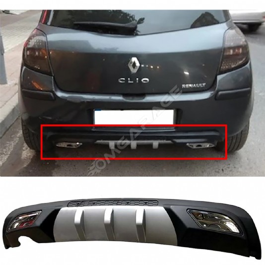 Renault Clio Mk3 Difüzör Difizör Gri + Kare Egzoz Görünüm C Tip 2006 - 2012