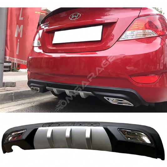 Hyundai Accent Blue Difüzör Difizör Gri + Kare Egzoz Görünüm C Tip 2010 - 2018