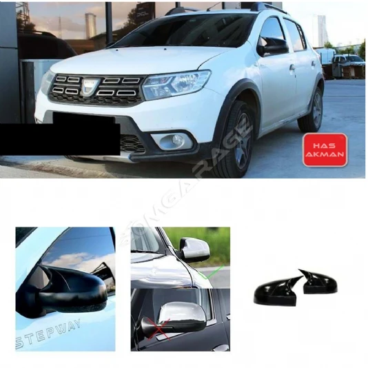 Dacia Sandero Batman Yarasa Ayna Kapağı Parlak Siyah ABS 2009 - 2020