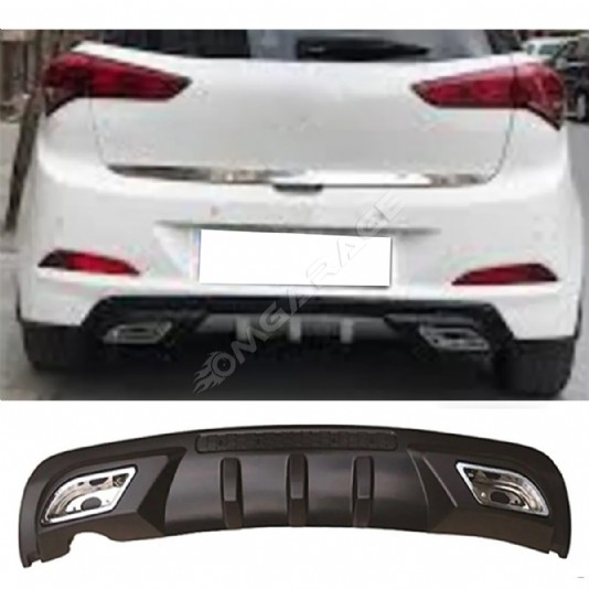 Hyundai i20 Difüzör Difizör Siyah + Kare Egzoz Görünüm C Tip