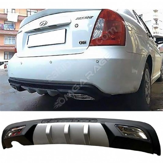Hyundai Accent Era Difüzör Difizör Gri + Kare Egzoz Görünüm C Tip 2006 - 2009