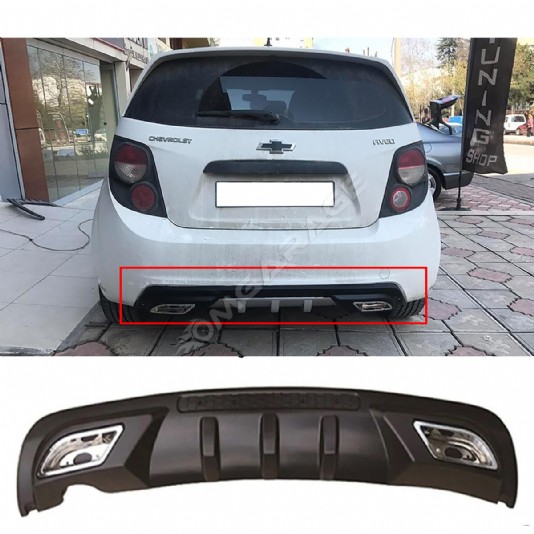 Chevrolet Aveo HB Difüzör Difizör Siyah + Kare Egzoz Görünüm C Tip 2012 - 2016