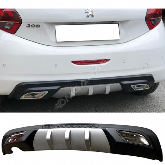 Peugeot 208 Difüzör Difizör Gri + Kare Egzoz Görünüm C Tip 2004 - 2009