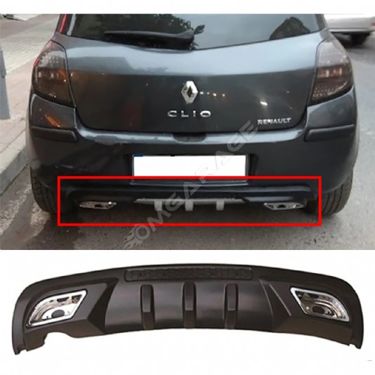 Renault Clio Mk3 Difüzör Difizör Siyah + Kare Egzoz Görünüm C Tip 2006 - 2012