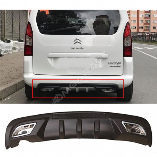 Citroen Berlingo Difüzör Difizör Siyah + Kare Egzoz Görünüm C Tip