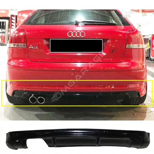 Audi A3 8P Arka Ek 2 Kapı Uyumlu Plastik Mat Siyah Karlık 2004-2008 Arka-bodykit-ek-karlık