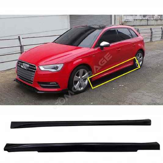 Audi A3 8V HB Aero Yan Marşpiyel Seti Mat Siyah Plastik 2 Adet 2012-2019