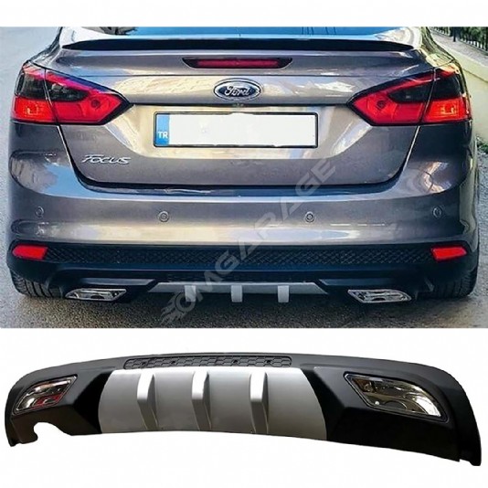 Ford Focus 3 Difüzör Difizör Gri + Kare Egzoz Görünüm C Tip 2012 - 2017
