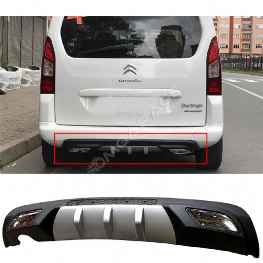 Citroen Berlingo Difüzör Difizör Gri + Kare Egzoz Görünüm C Tip