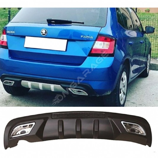 Skoda Fabia Difüzör Difizör Siyah + Kare Egzoz Görünüm C Tip